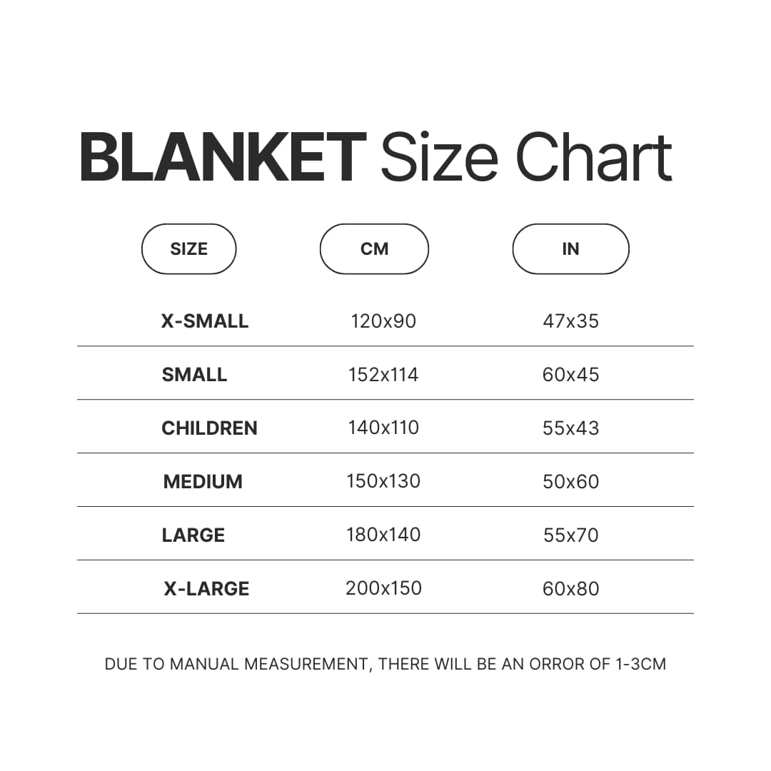 Blanket Size Chart - Sword Art Online Shop