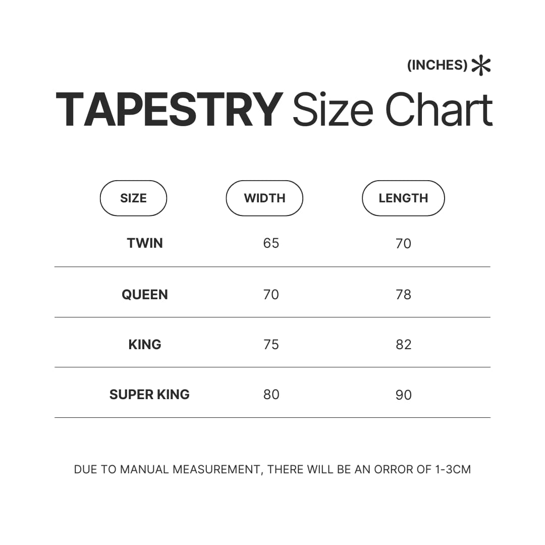 Tapestry Size Chart - Sword Art Online Shop