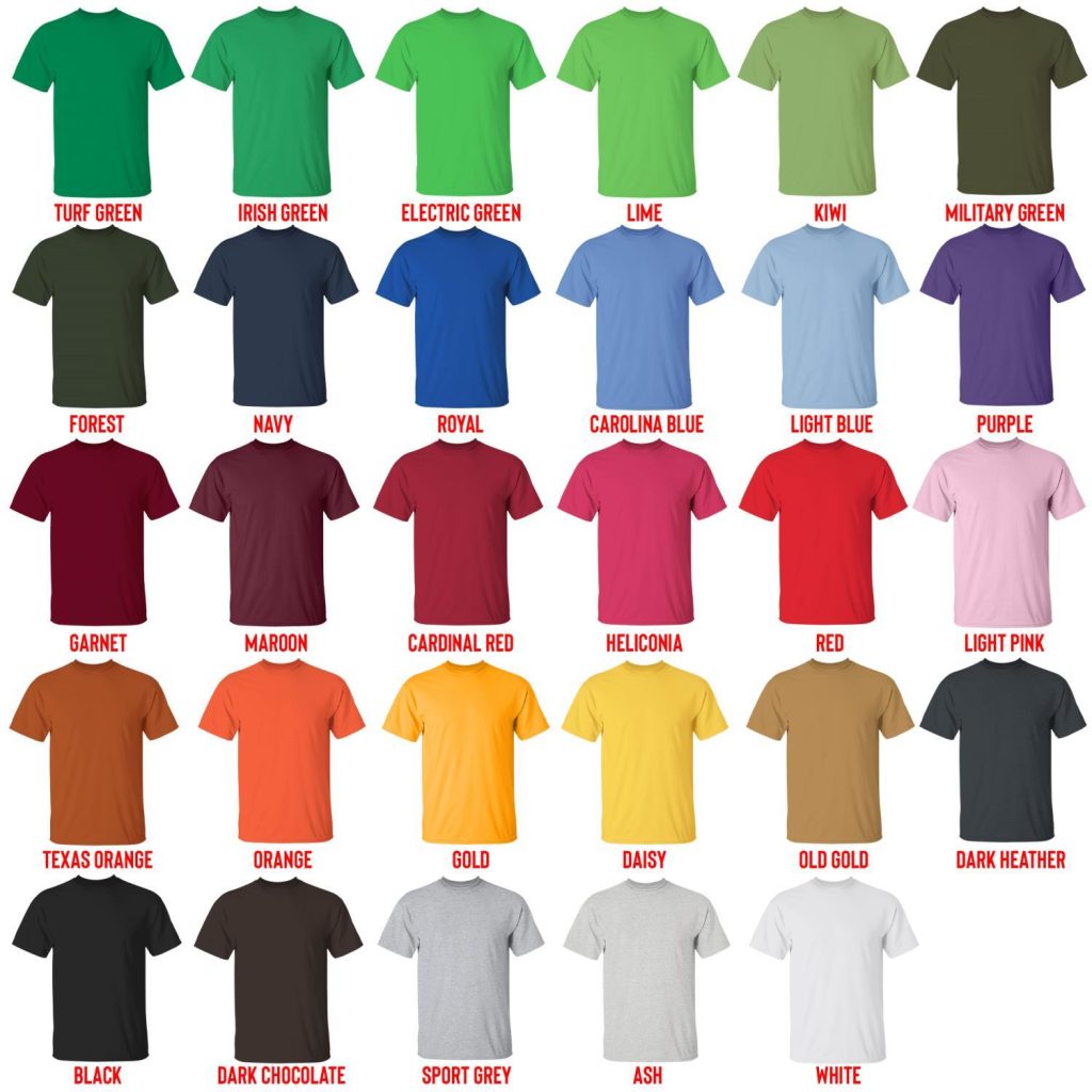 t shirt color chart - Sword Art Online Shop